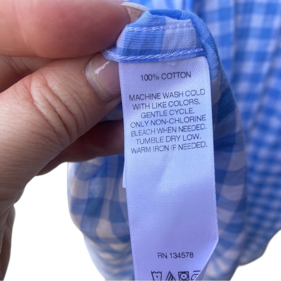 Vineyard Vines Blue Gingham Check Shirt Button Front Long Sleeve I Size: 8 - Picture 8 of 9